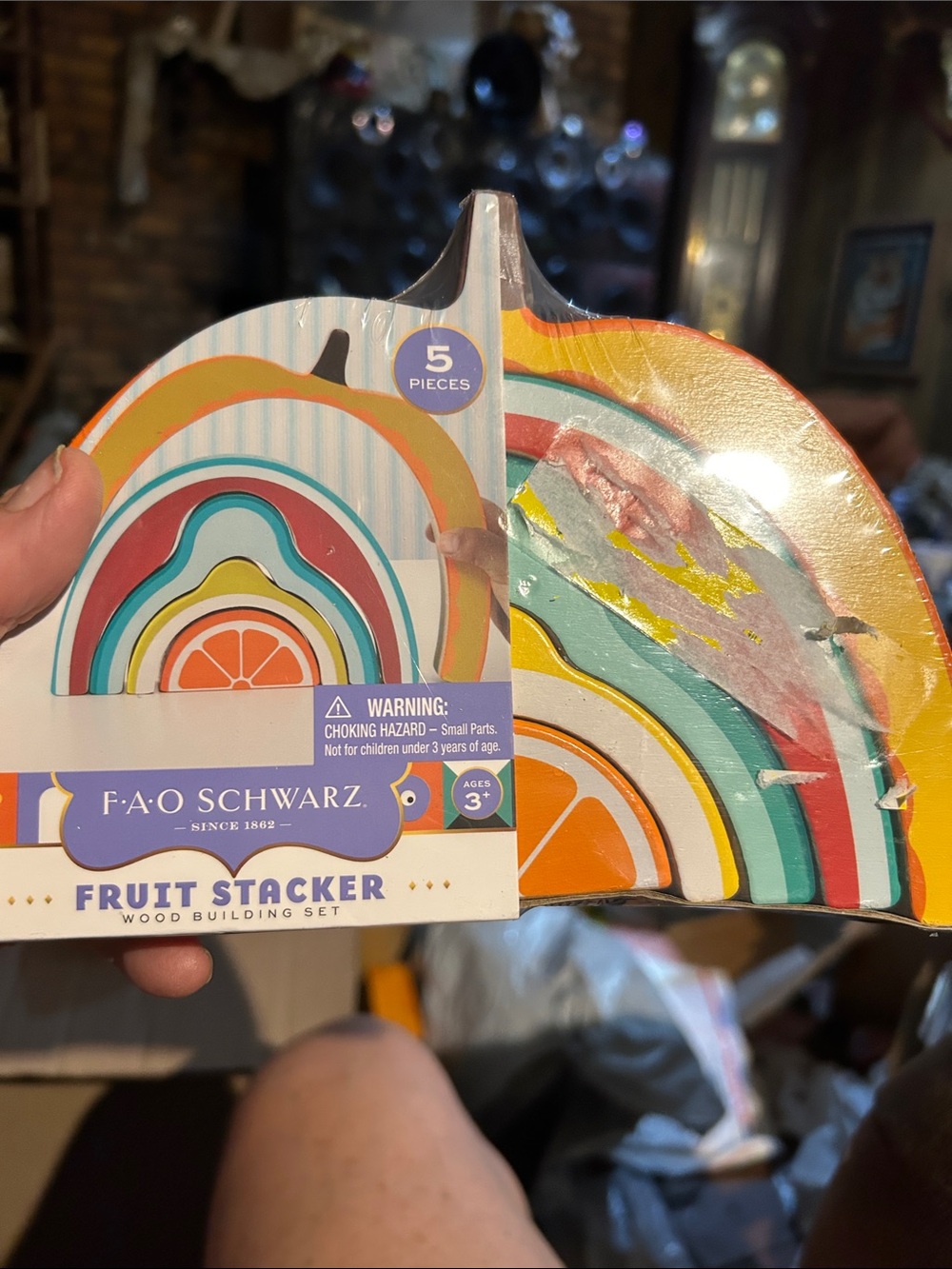 FAO Schwarz Multicolor Fruit Stacker Wooden Toy